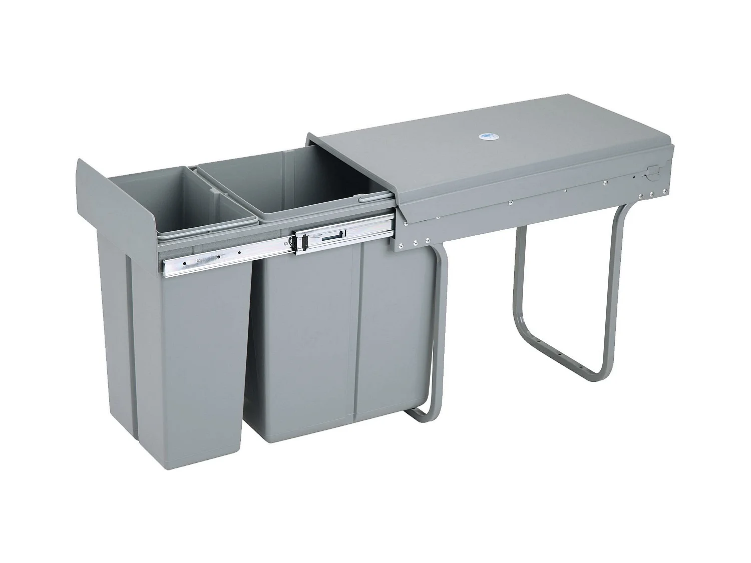 Conteneur de tri pour meuble de cuisine, poubelles sous évier 8L+5L, fixation par le bas et extraction manuelle, poubelles amovibles, avec couvercle
