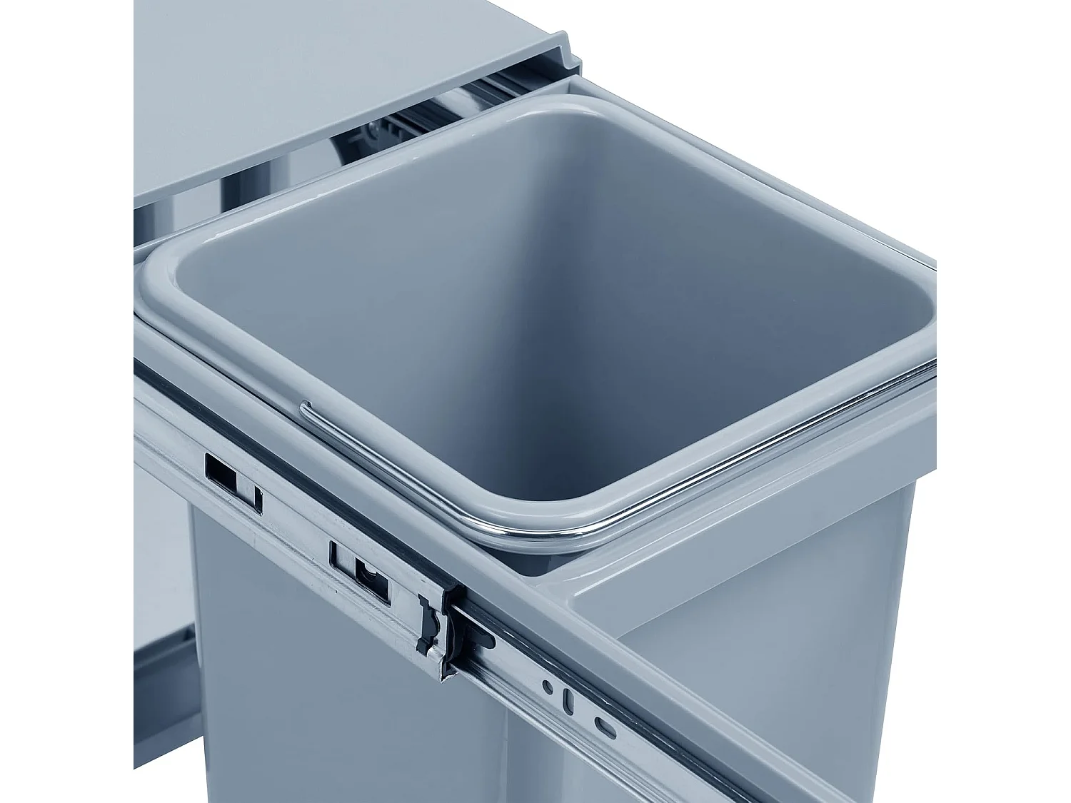 Conteneur de tri pour meuble de cuisine, 2 poubelles sous évier 8L, fixation par le bas et extraction manuelle, poubelles amovibles, avec couvercle