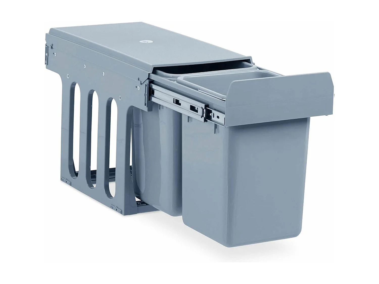 Conteneur de tri pour meuble de cuisine, 2 poubelles sous évier 8L, fixation par le bas et extraction manuelle, poubelles amovibles, avec couvercle