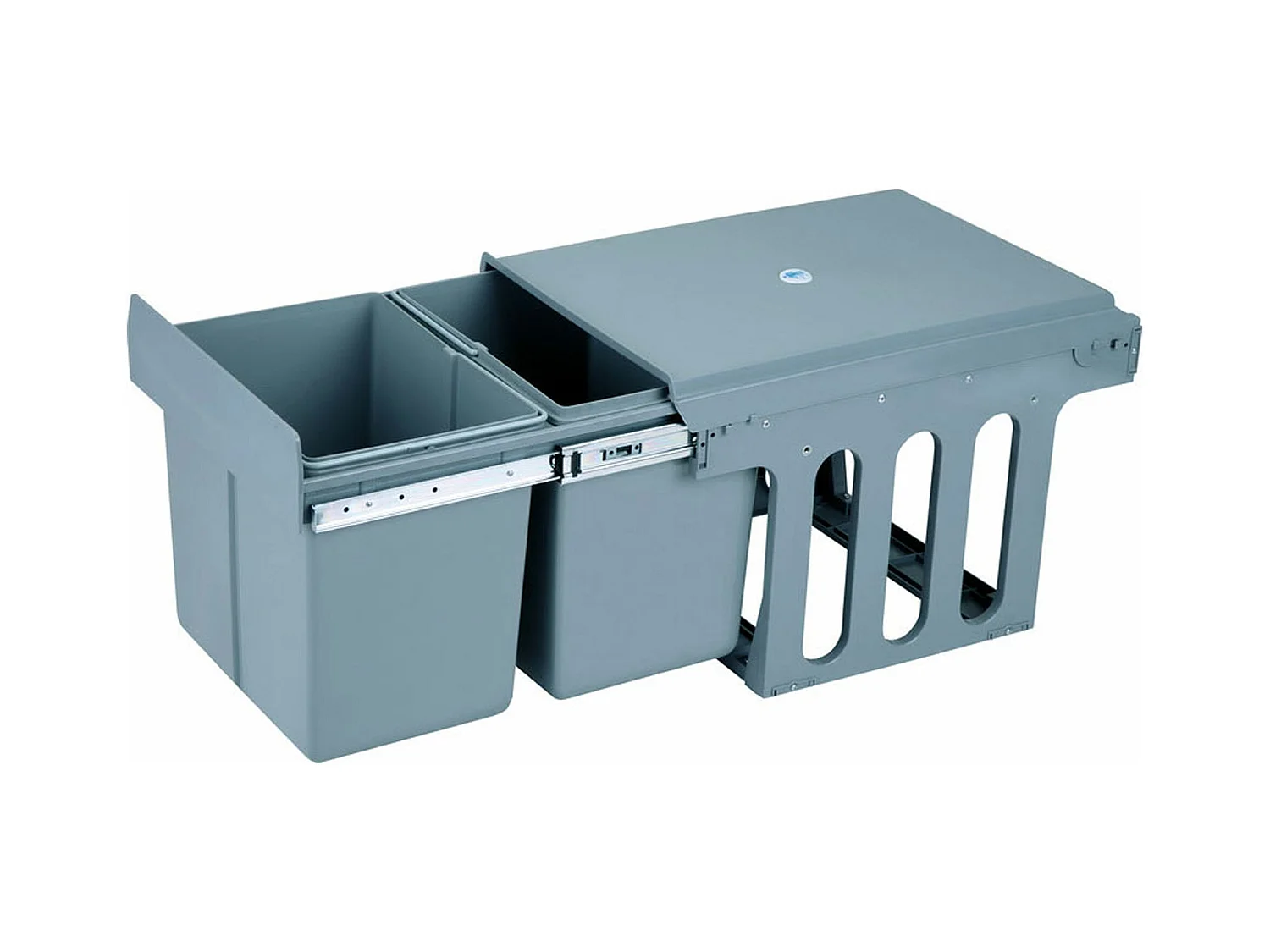 Conteneur de tri pour meuble de cuisine, 2 poubelles sous évier 8L, fixation par le bas et extraction manuelle, poubelles amovibles, avec couvercle