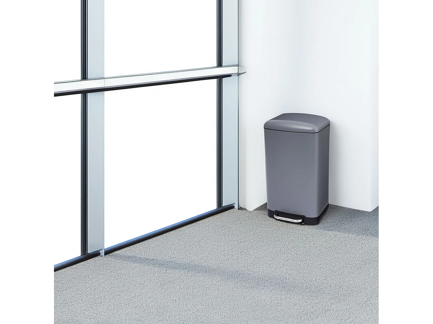 WELL HOME - Poubelle / poubelle / poubelle à pédale Anthracite 30L