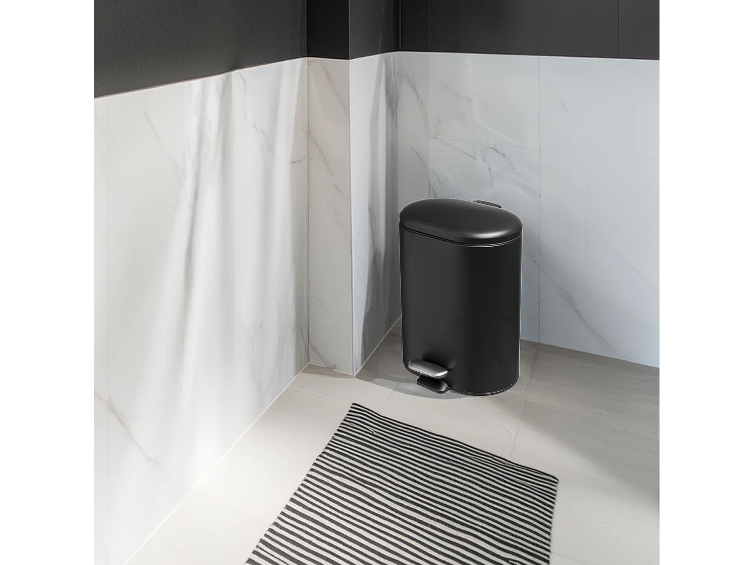 WELL HOME - Seau à pédale inox Siliflex 6 L noir