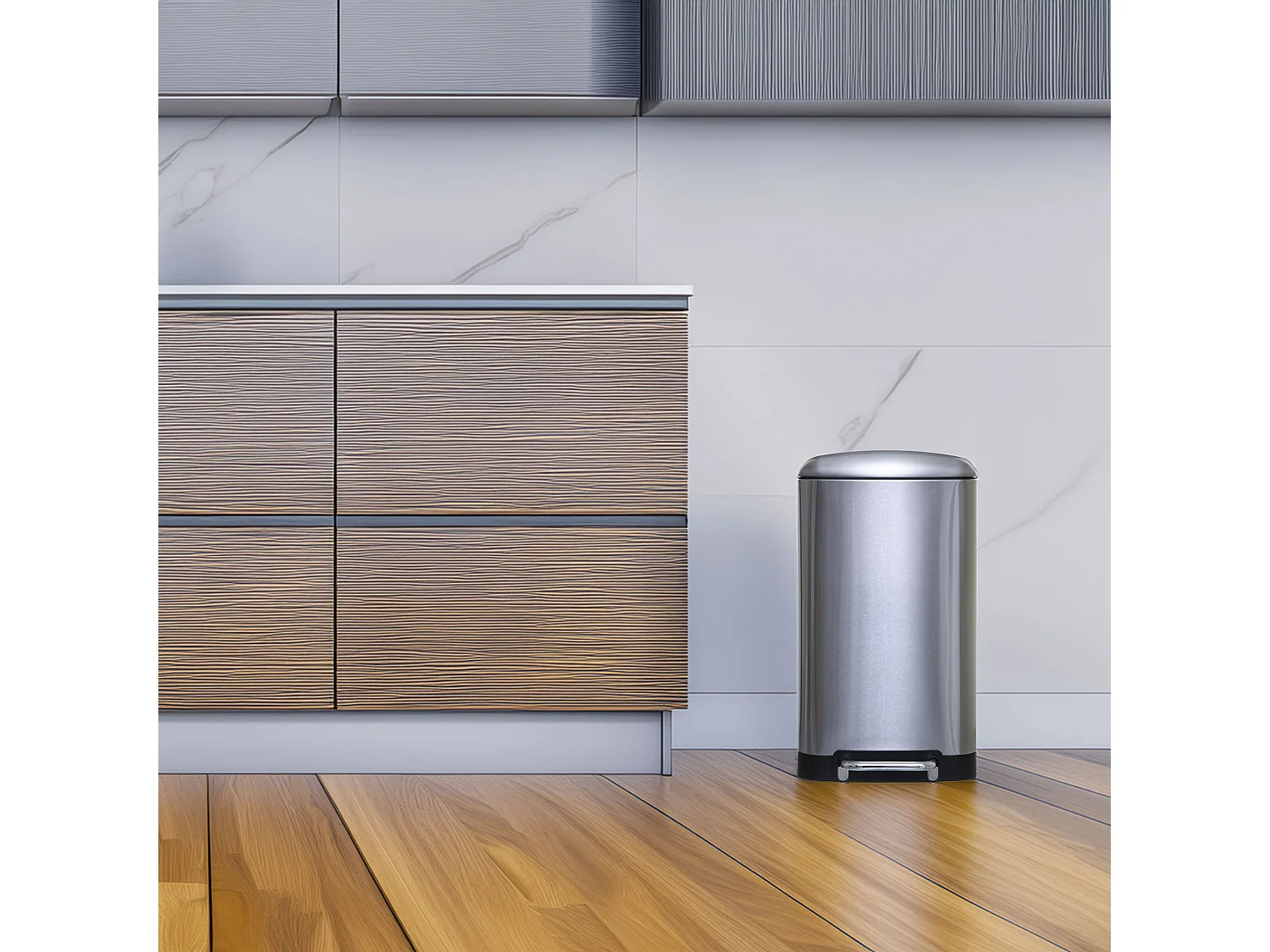 WELL HOME - Poubelle / poubelle / conteneur à déchets avec pédale en métal 30 L