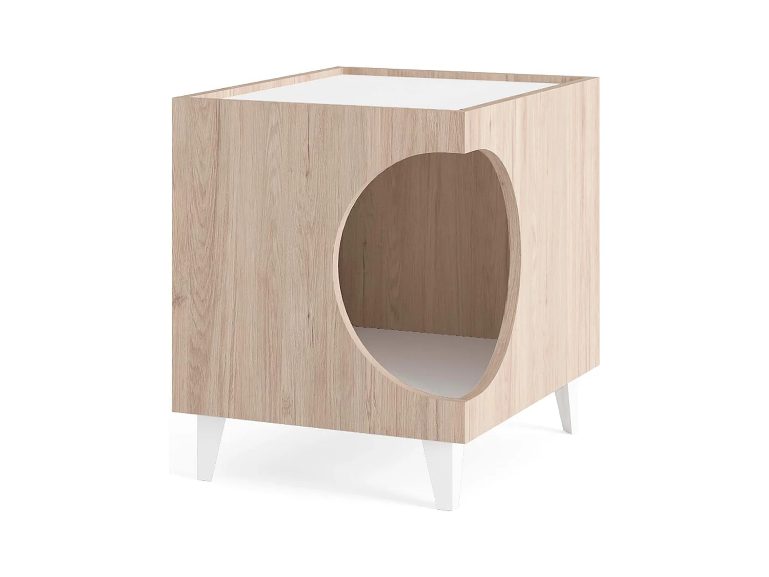 Well Home Table avec trou pour animaux de compagnie en couleur bois 50x40x40cm