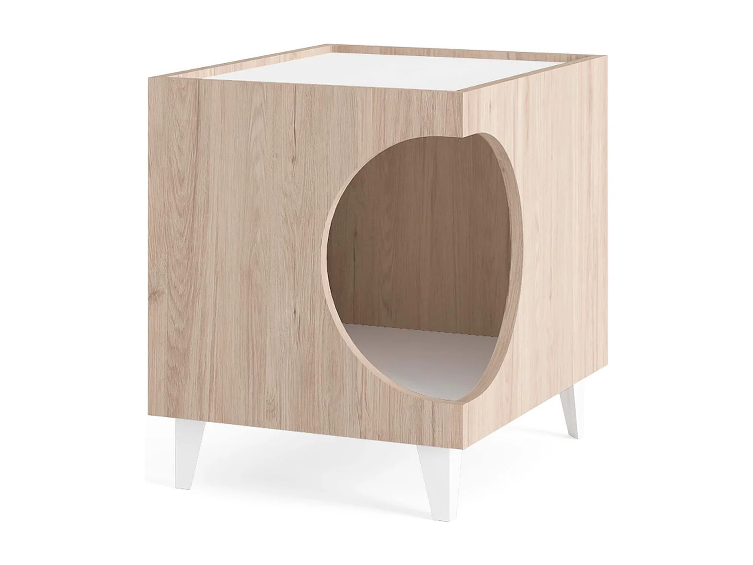 Well Home Table avec trou pour animaux de compagnie en couleur bois 50x40x40cm