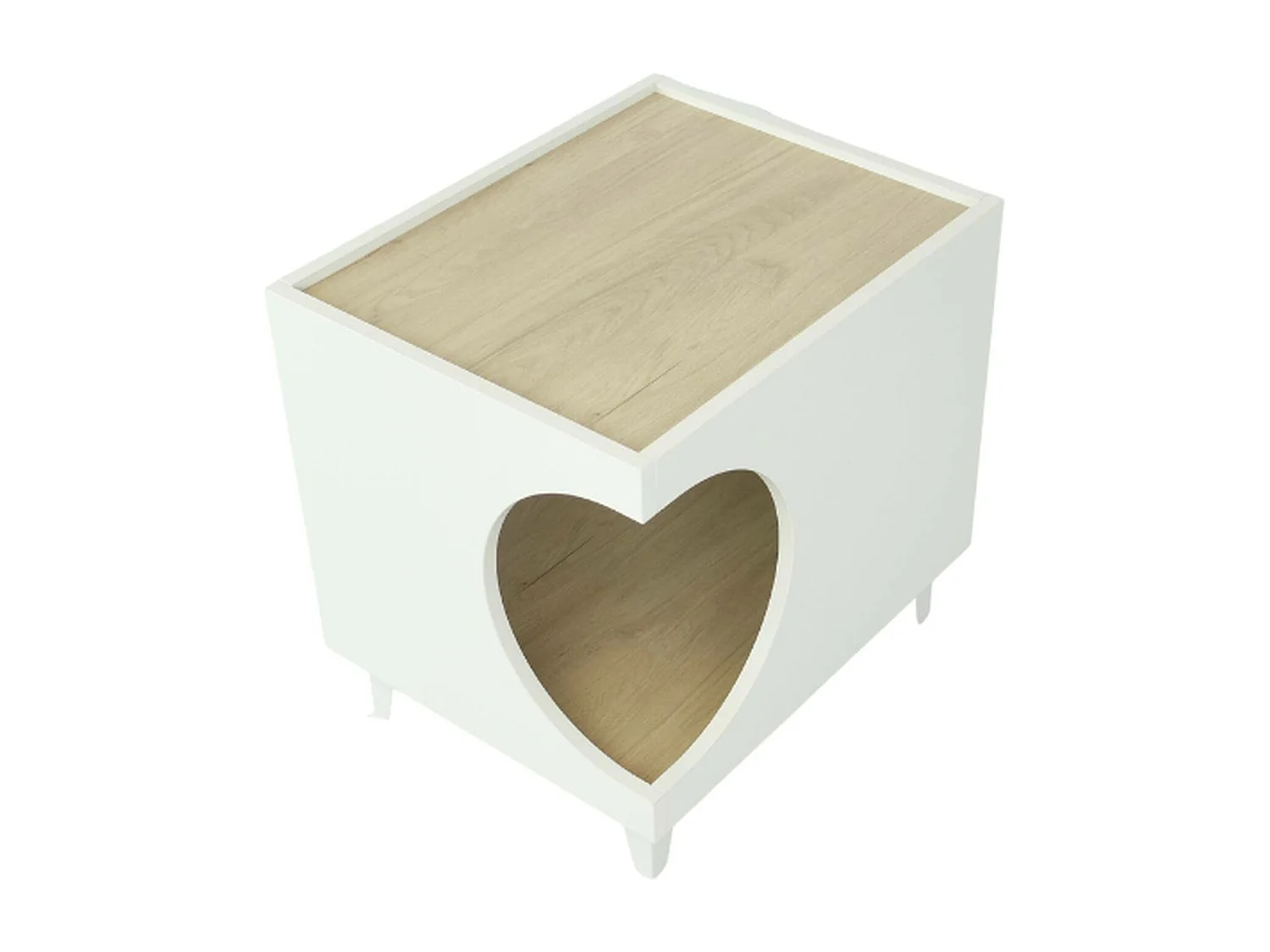Table Well Home avec trou pour animaux de compagnie en blanc 50x40x40cm