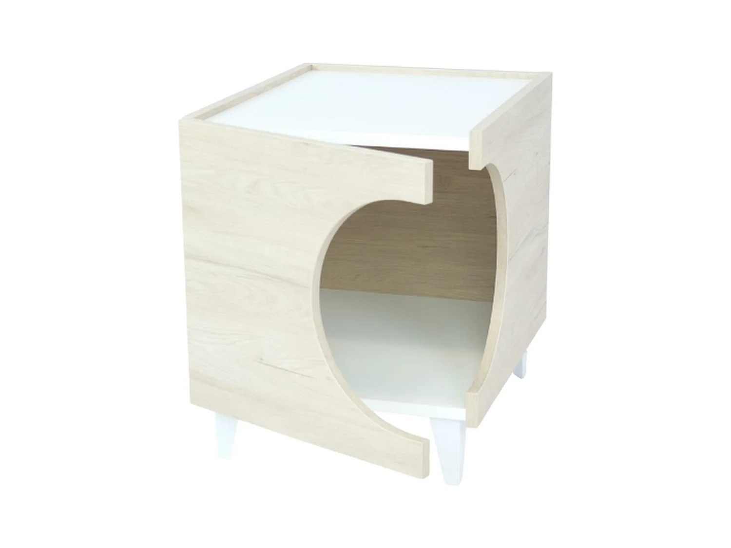 Table Well Home avec trou pour animaux de compagnie en blanc 50x40x40cm