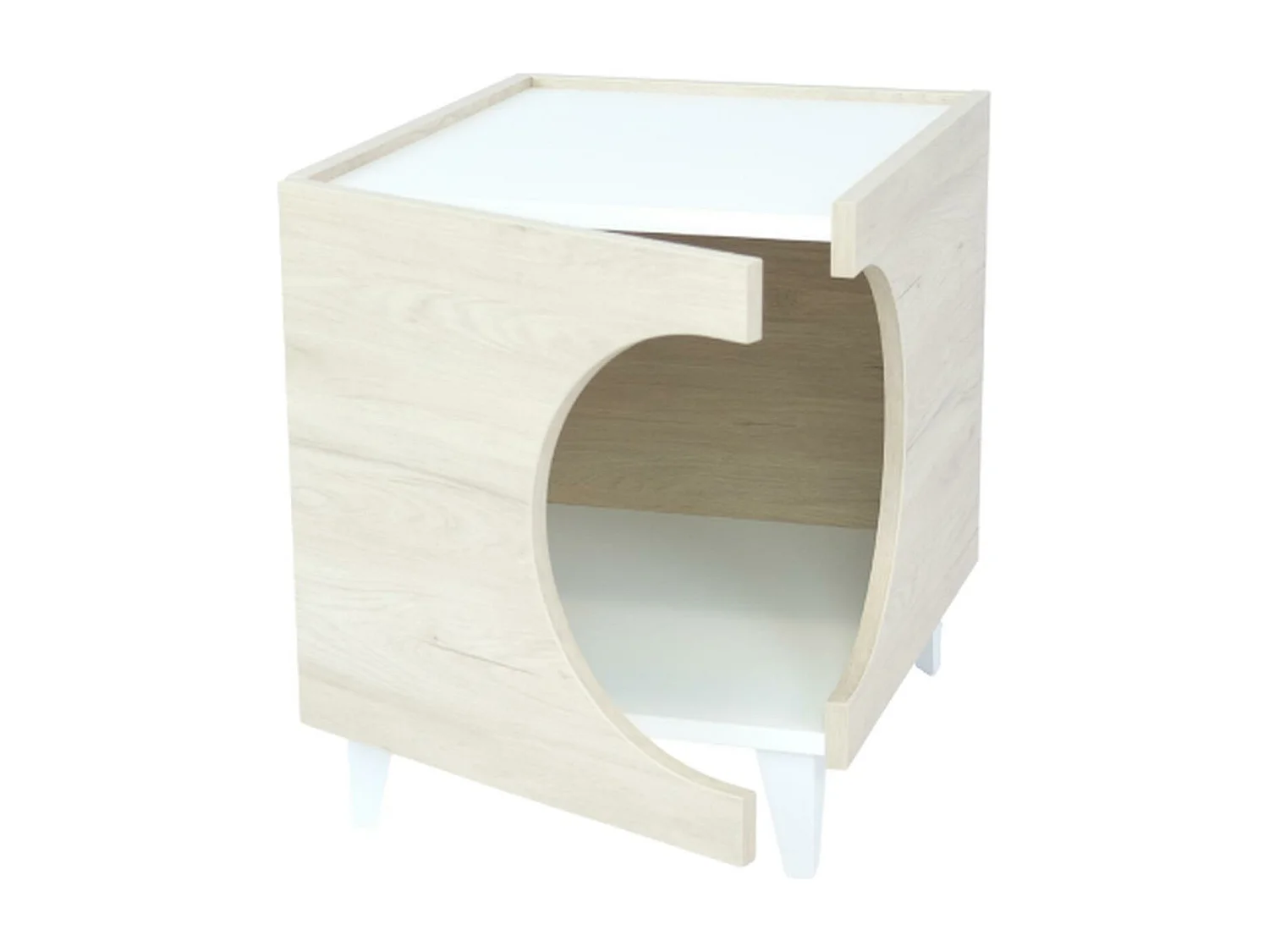 Table Well Home avec trou pour animaux de compagnie en blanc 50x40x40cm