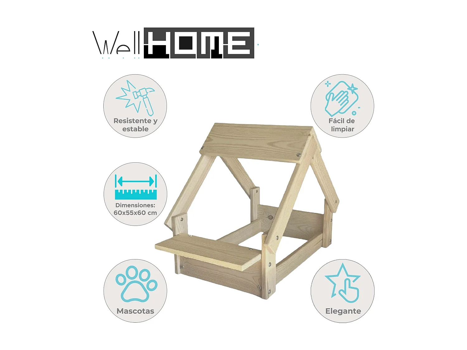 Niche d'intérieur Well Home, structure en bois avec support de bol, couleur bois