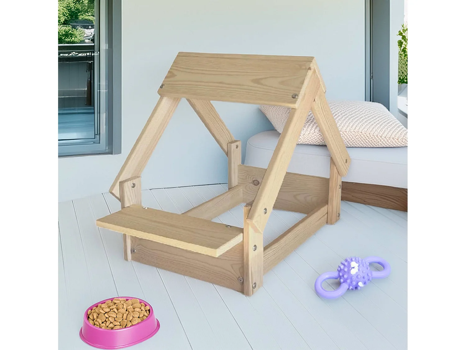 Niche d'intérieur Well Home, structure en bois avec support de bol, couleur bois