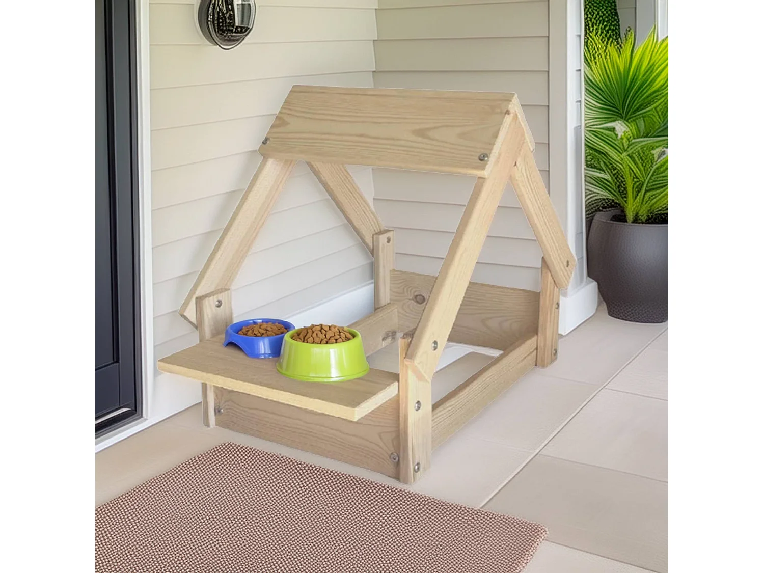 Niche d'intérieur Well Home, structure en bois avec support de bol, couleur bois