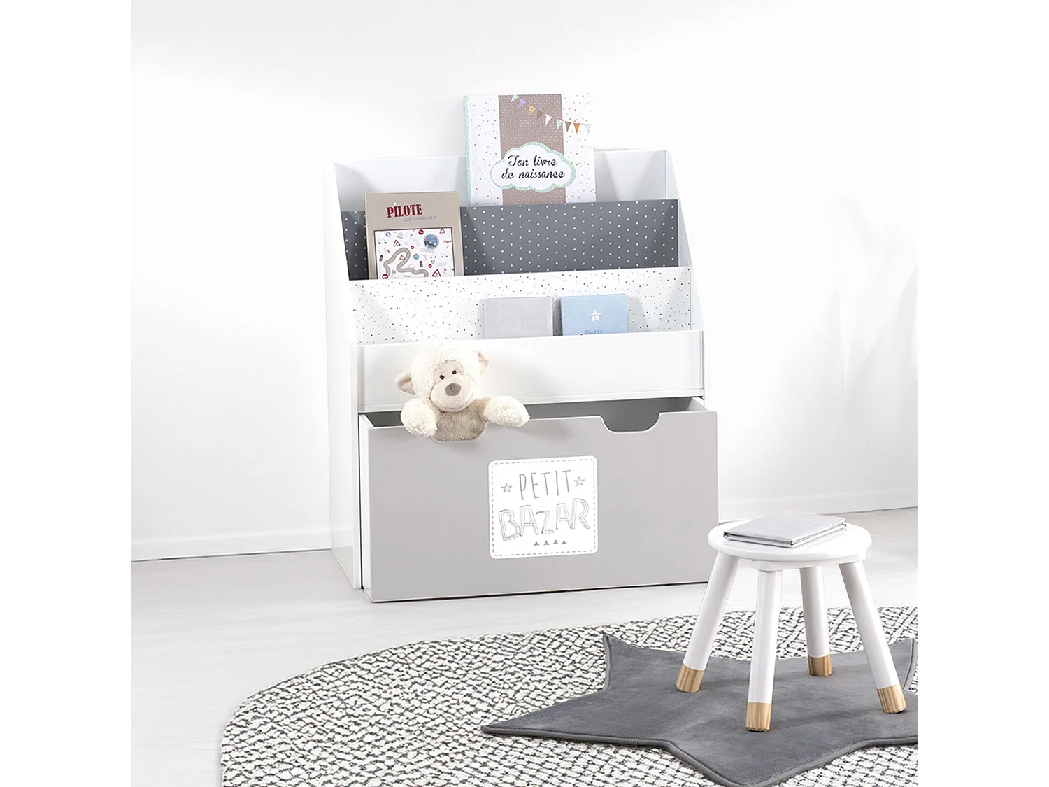 WELL HOME - Etagère avec conteneur et roulettes gris