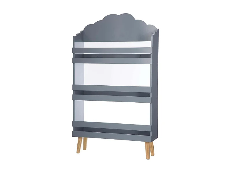 WELL HOME - Bibliothèque enfant 3 étagères gris