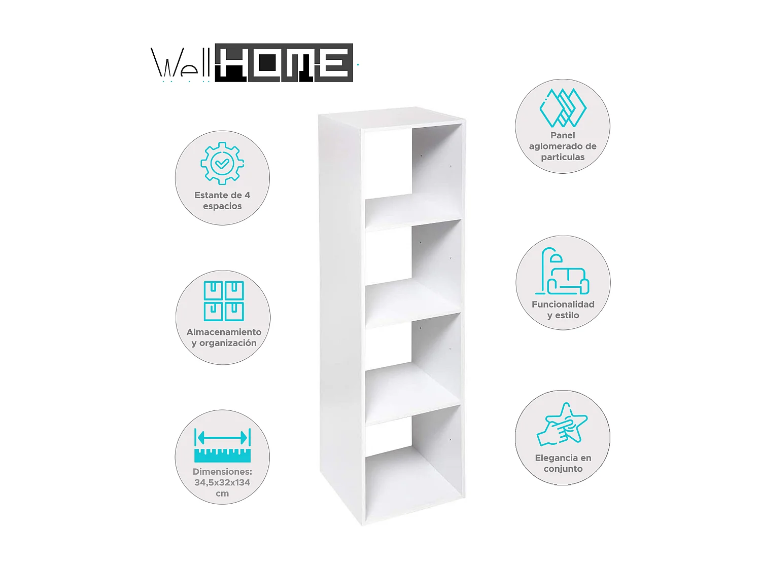 WELL HOME - Etagère 4 compartiments Top Mix Blanc