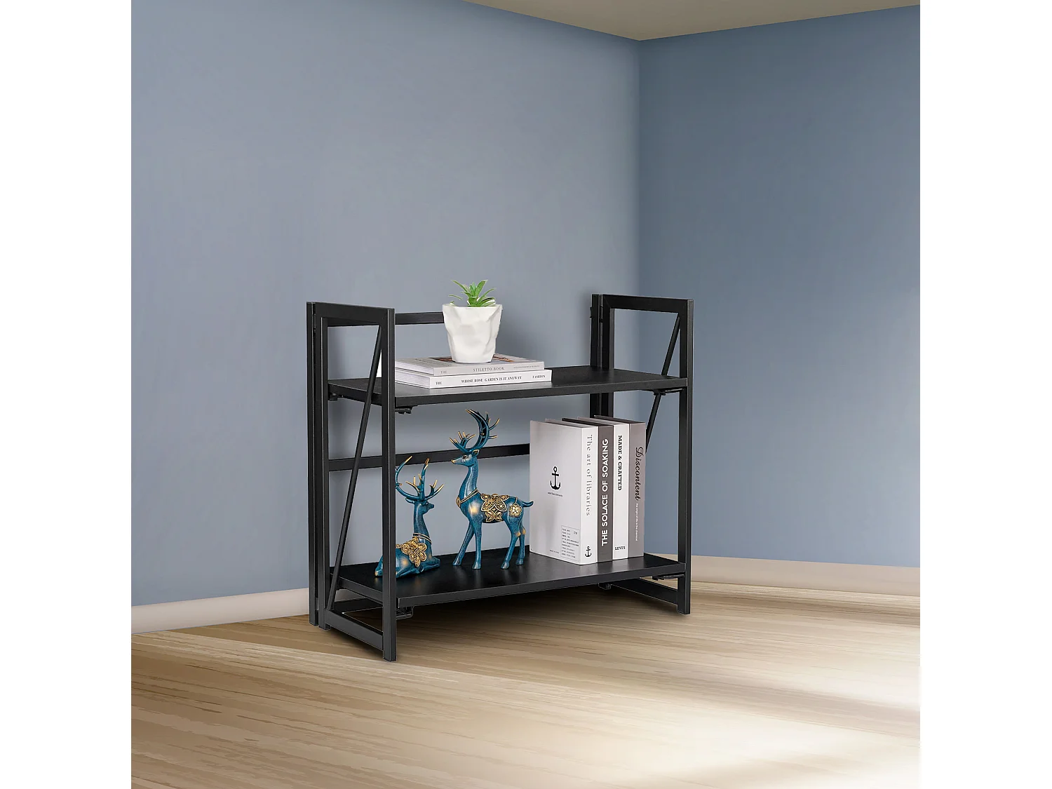 Étagère en métal Well Home noire 60x30x55cm