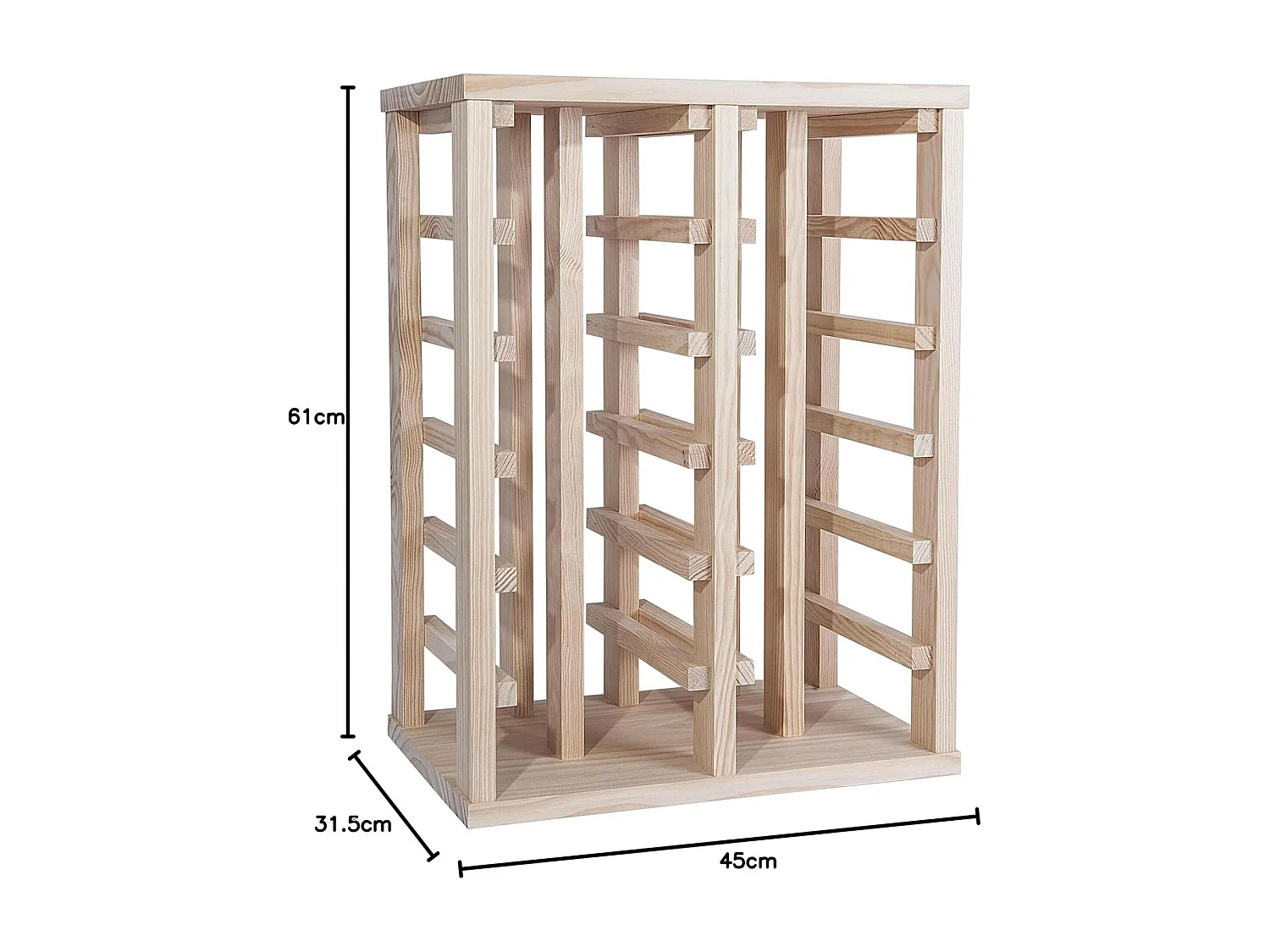 WELL HOME - Casier à bouteilles en bois de pin 24 étagères NON VERNI