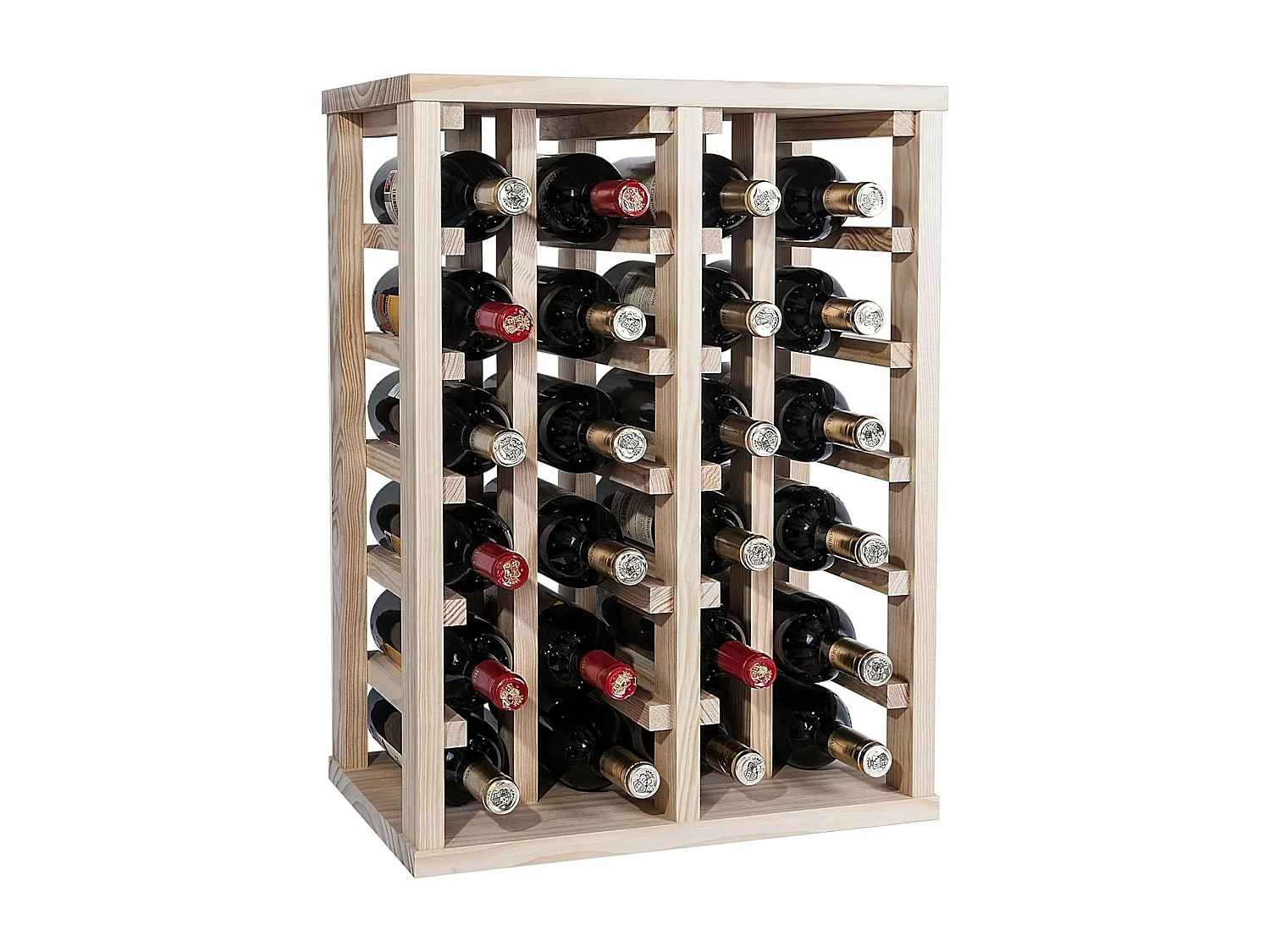 WELL HOME - Casier à bouteilles en bois de pin 24 étagères NON VERNI