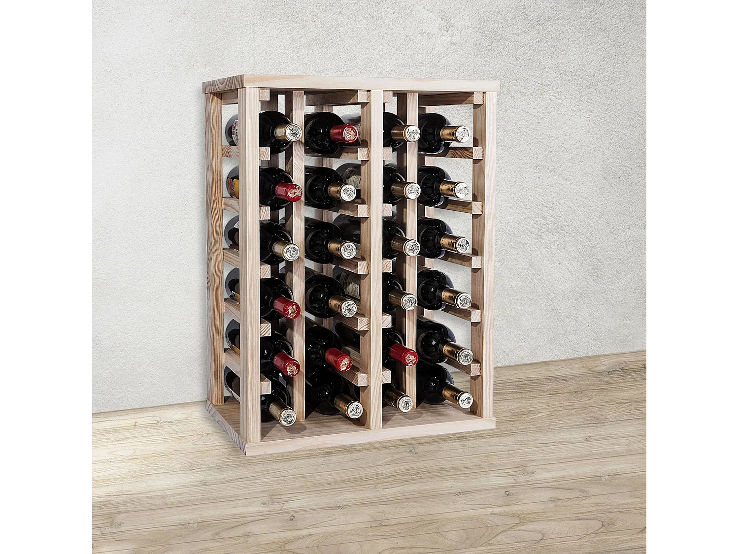 WELL HOME - Casier à bouteilles en bois de pin 24 étagères NON VERNI