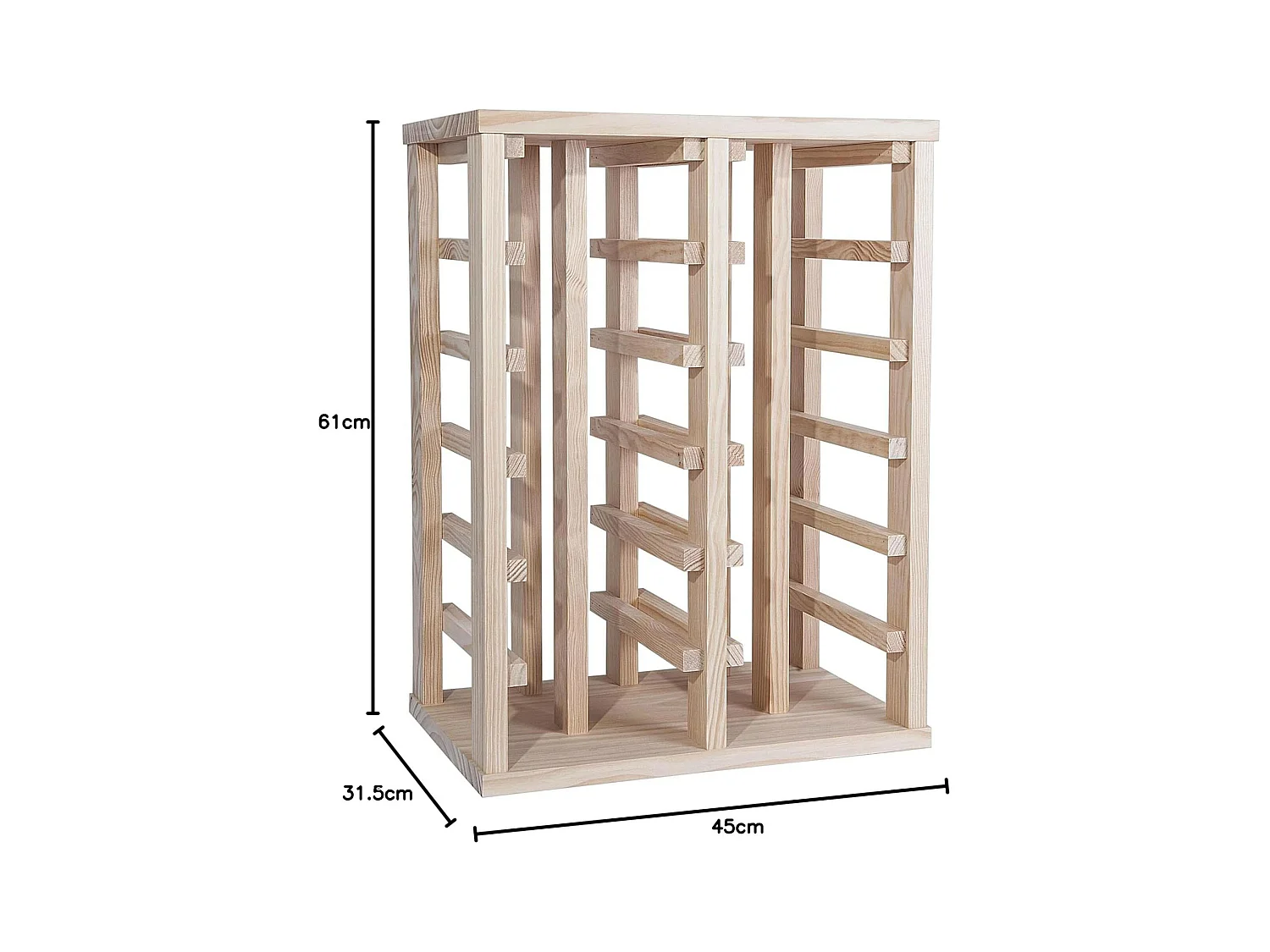 WELL HOME - Casier à bouteilles en bois de pin 24 étagères NON VERNI