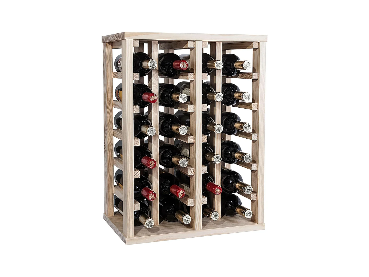 WELL HOME - Casier à bouteilles en bois de pin 24 étagères NON VERNI