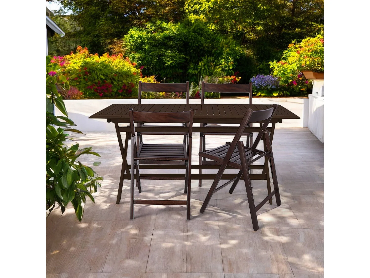 WELL HOME FURNITURE & DECORATION - Pack 4 Chaises BAS en hêtre finition wengé