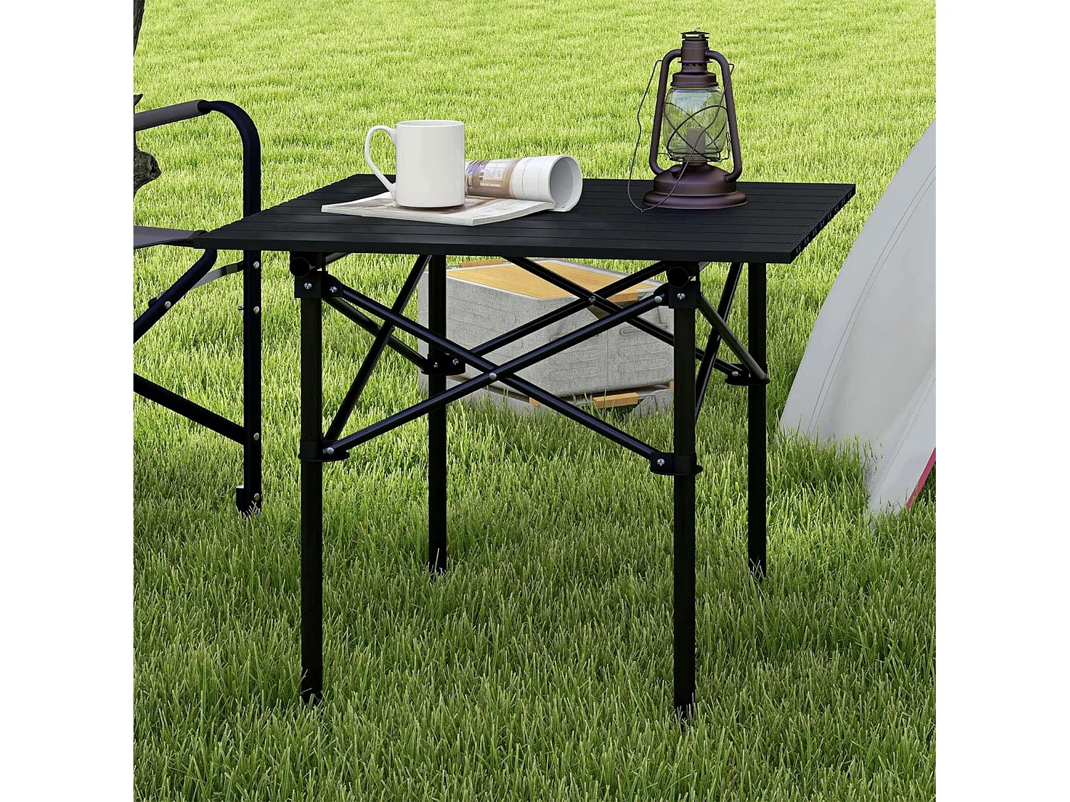 Table pliante Well Home en métal noir 70x70x69cm