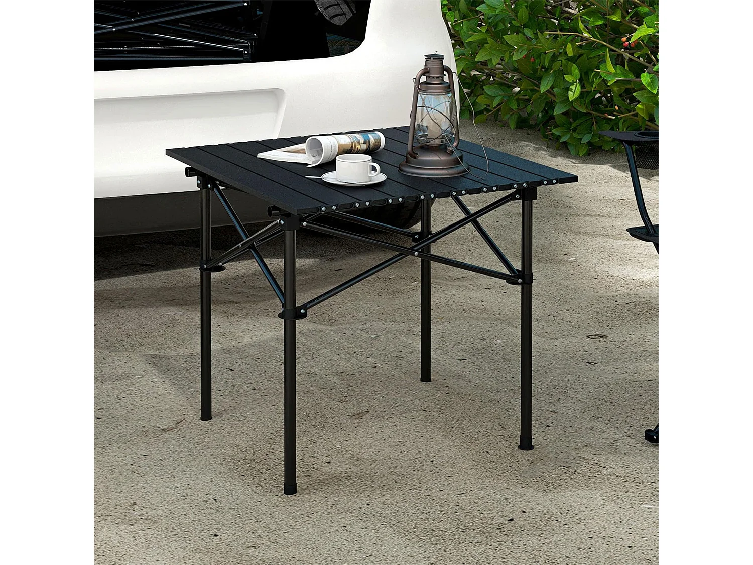 Table pliante Well Home en métal noir 70x70x69cm