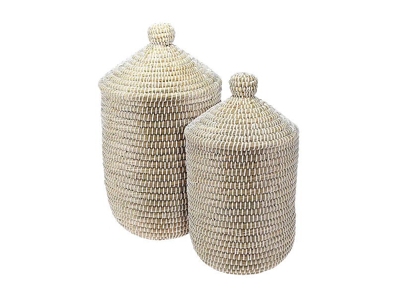 Well Home Lot de 2 paniers à linge avec couvercle Ø27cmØ33,5cm