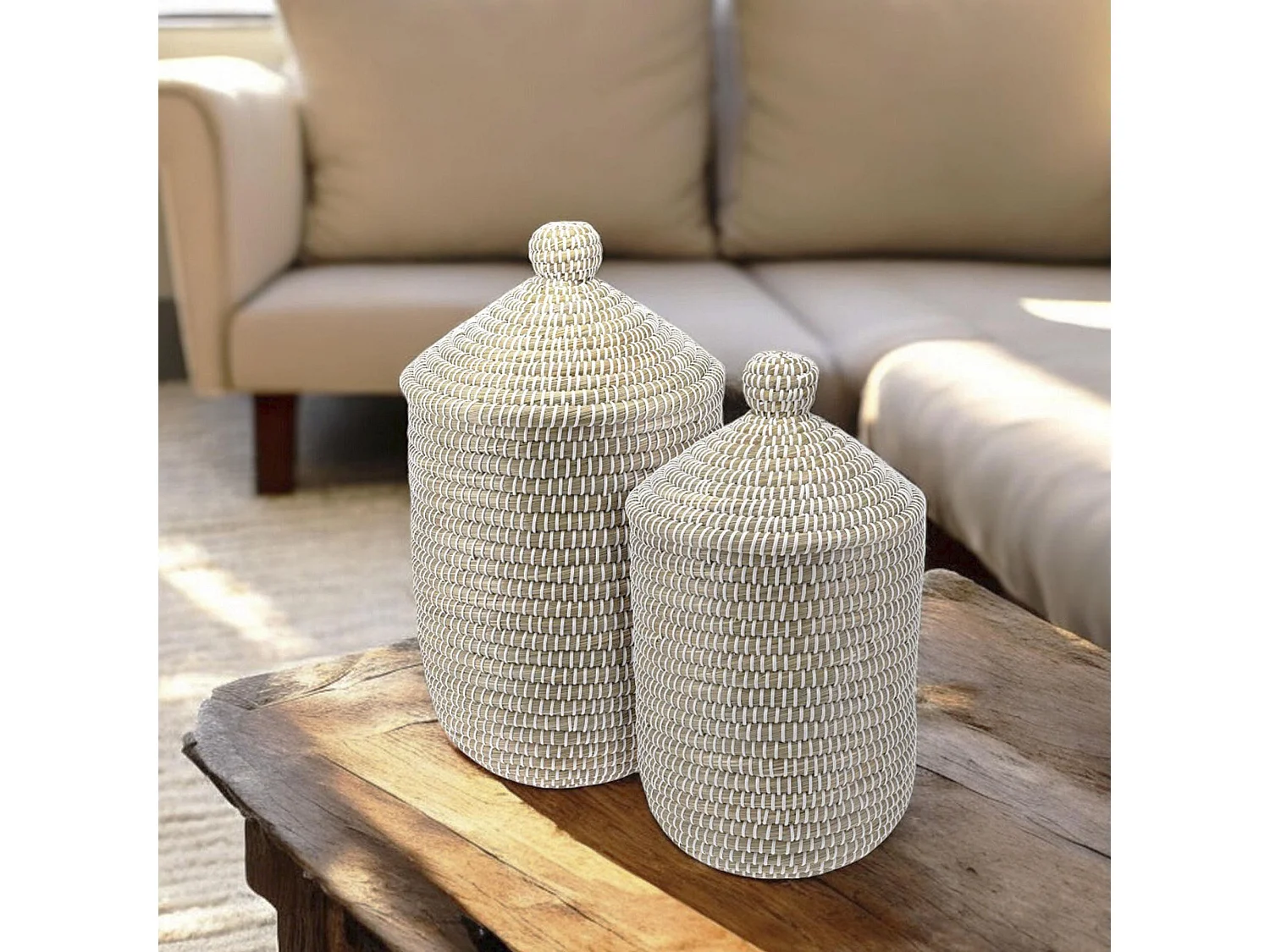 Well Home Lot de 2 paniers à linge avec couvercle Ø27cmØ33,5cm