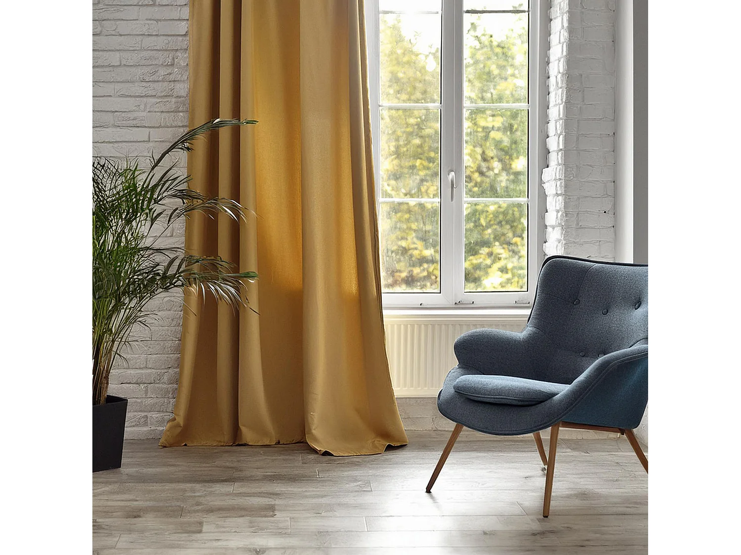 WELL HOME - Rideau occultant en velours ocre 140 x 260