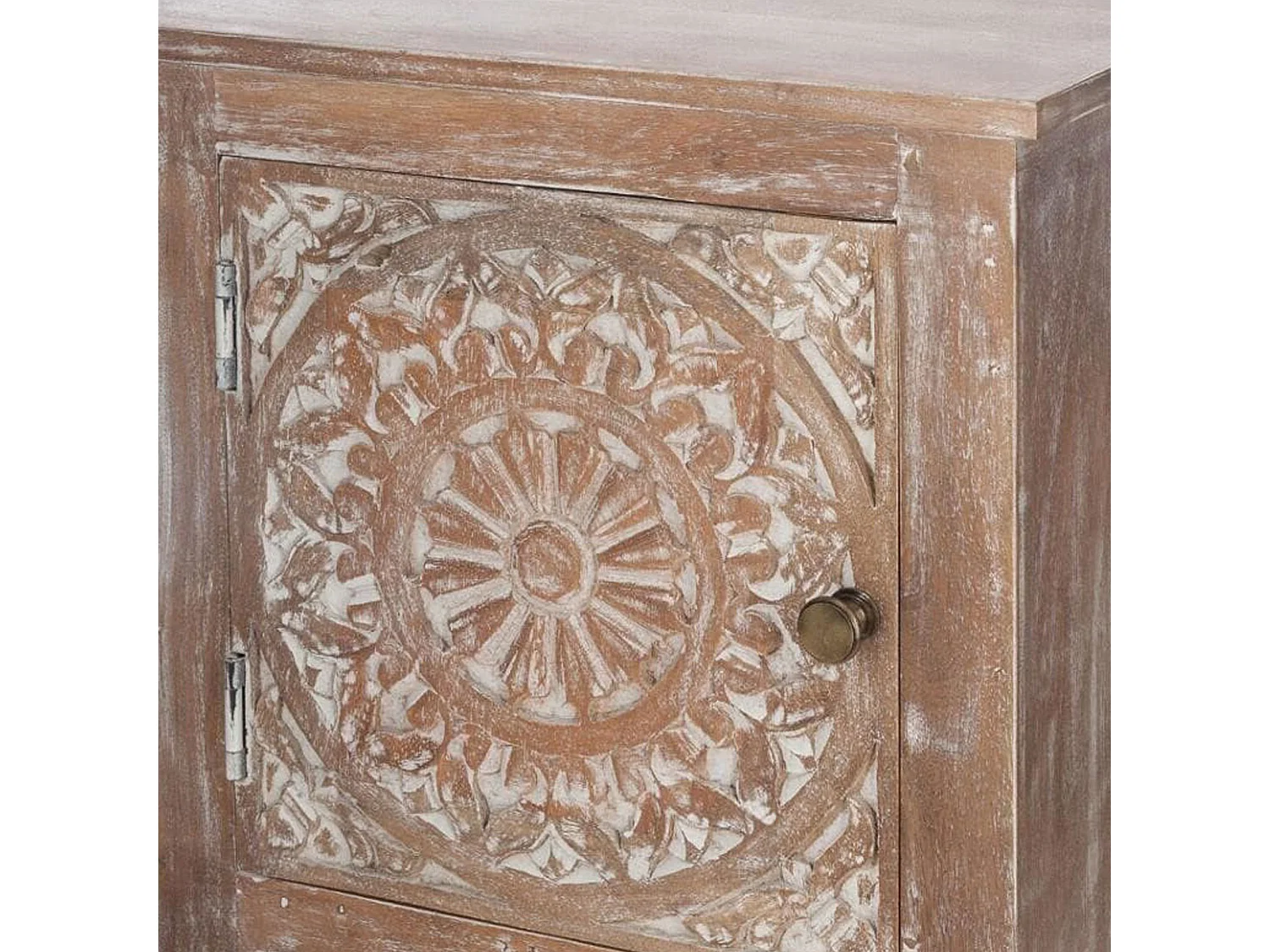 WELL HOME - Table de chevet en bois sculpté aux dimensions compactes