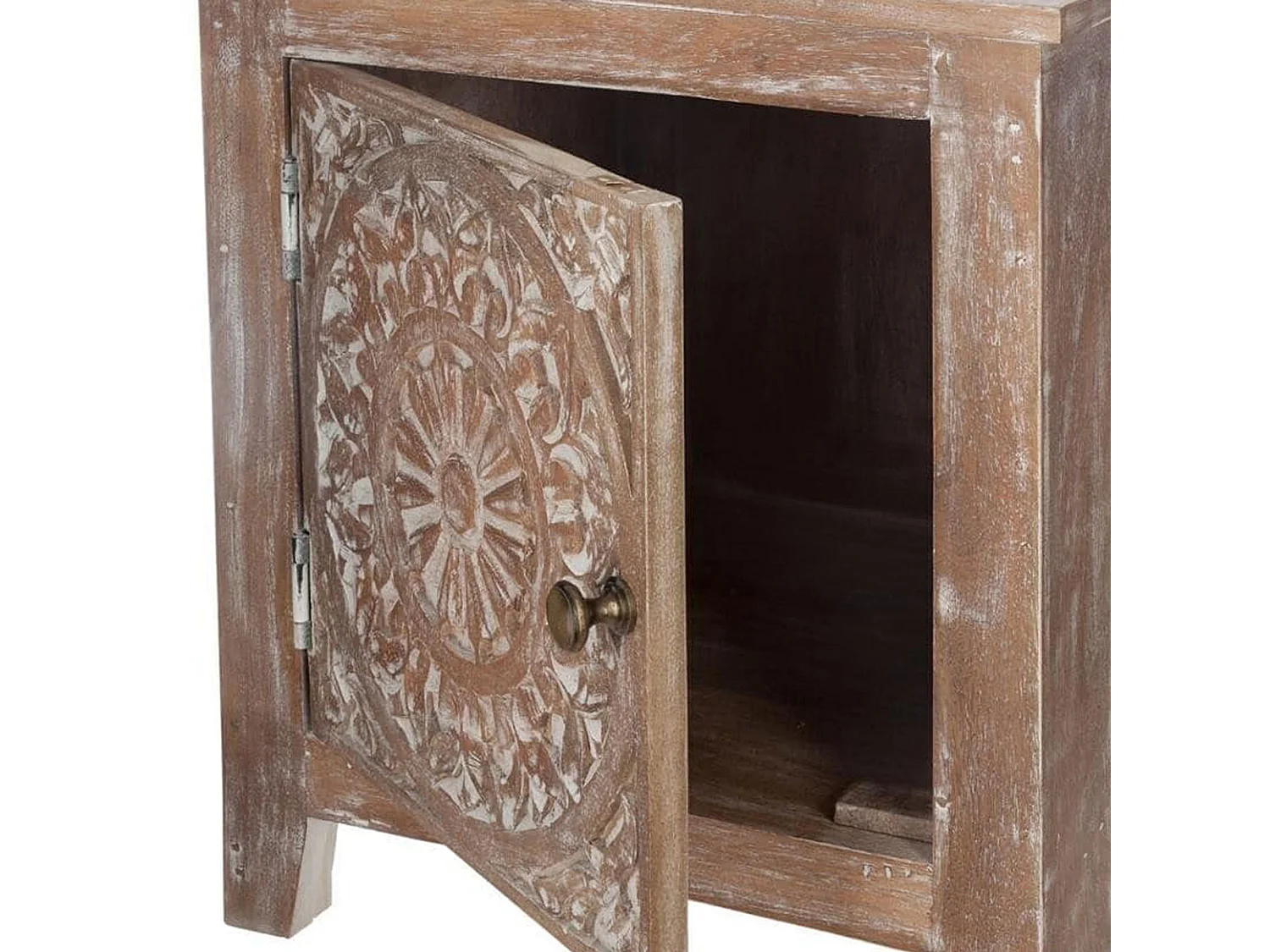 WELL HOME - Table de chevet en bois sculpté aux dimensions compactes