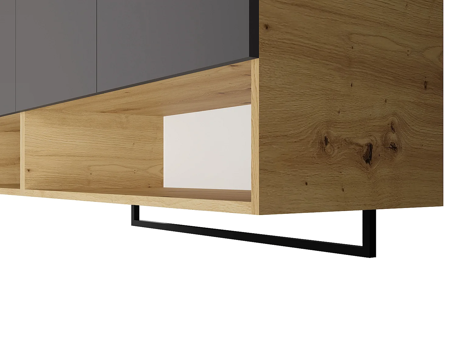 Meubles de buanderie pour machine à laver avec plan de travail - L182 cm -  Anthracite et naturel clair - NATAJI