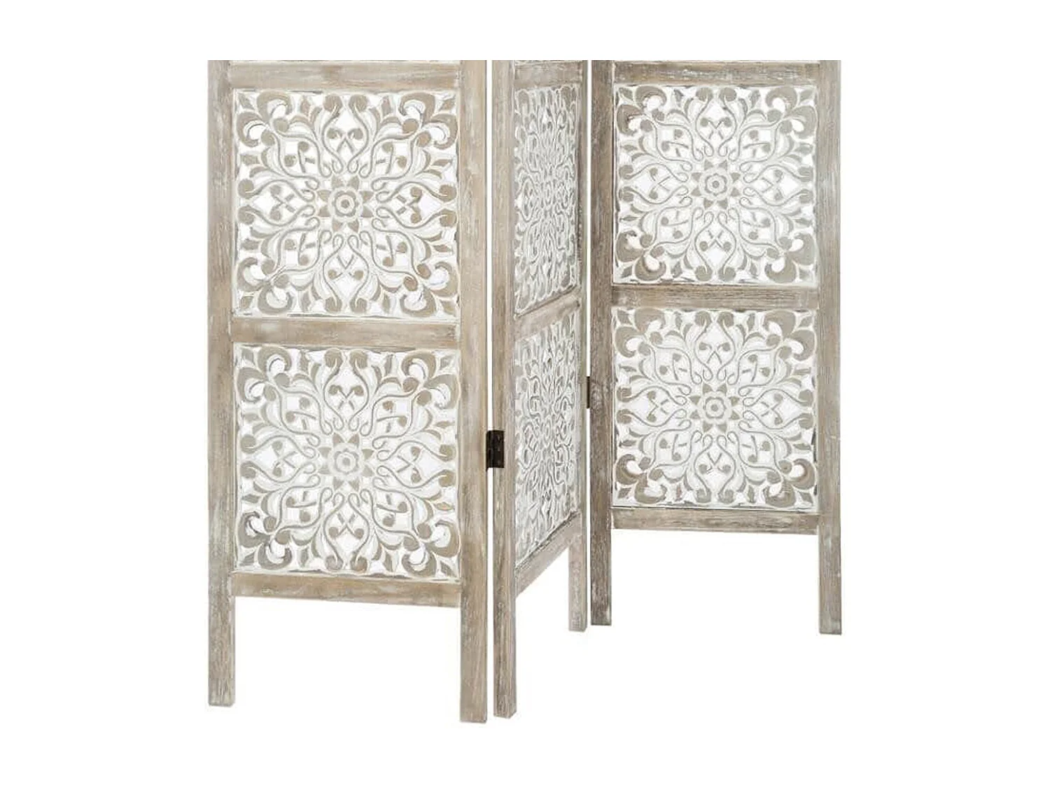 WELL HOME - Paravent en bois Etnik avec imprimés blancs