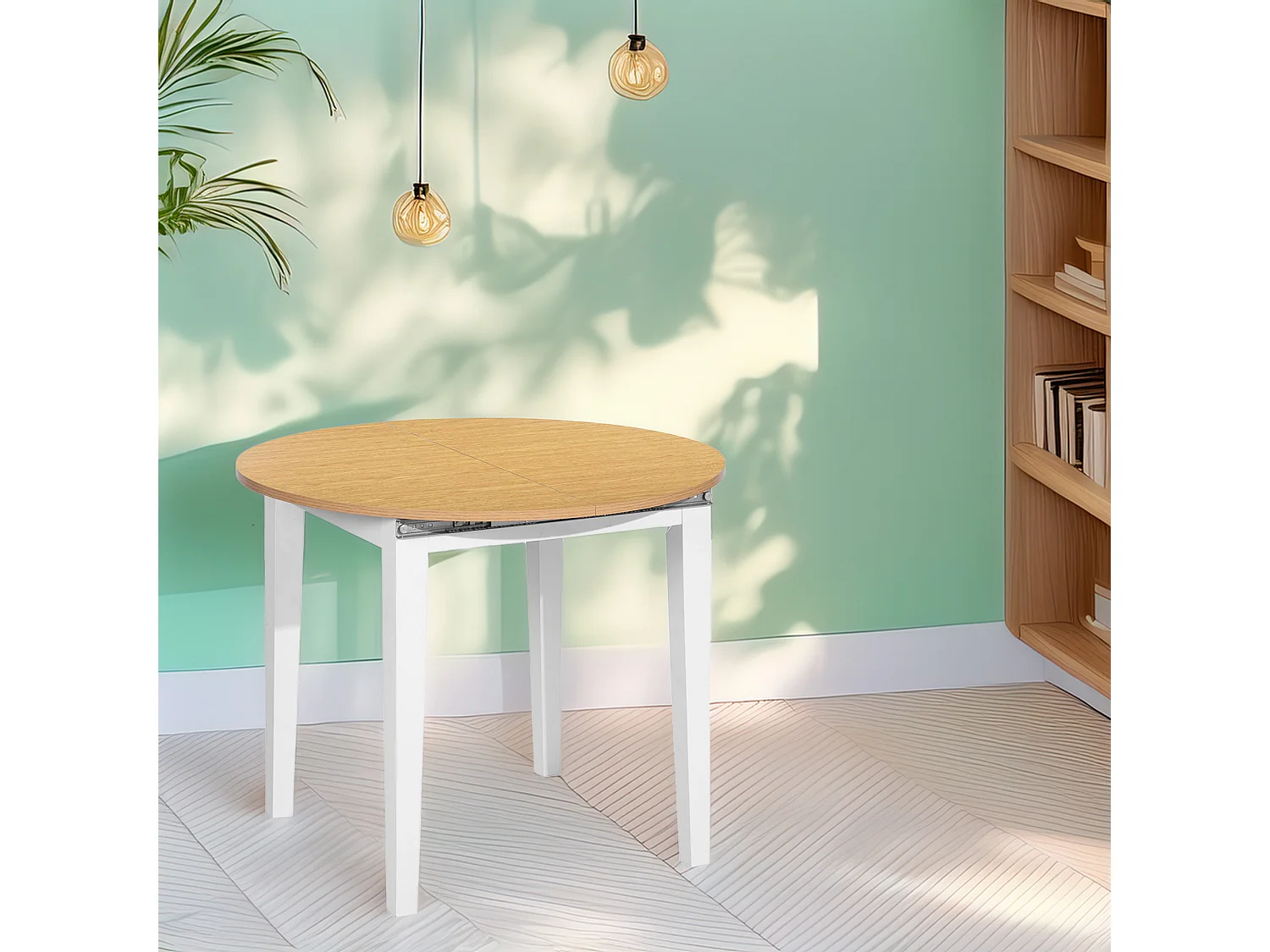 Table extensible circulaire en hêtre blanc Well Home 90-120 cm