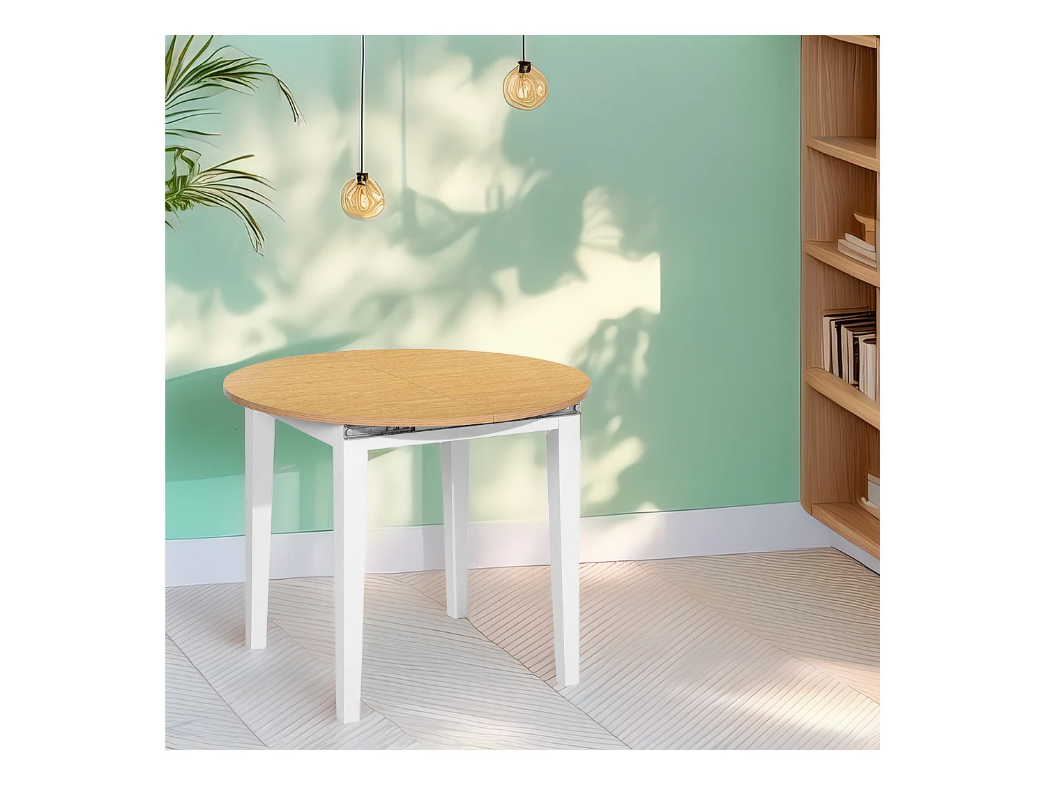 Table extensible circulaire en hêtre blanc Well Home 90-120 cm