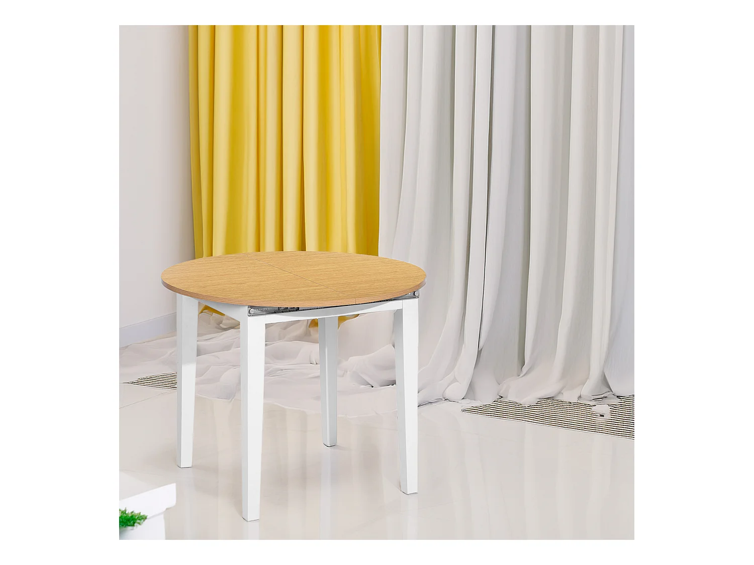 Table extensible circulaire en hêtre blanc Well Home 90-120 cm