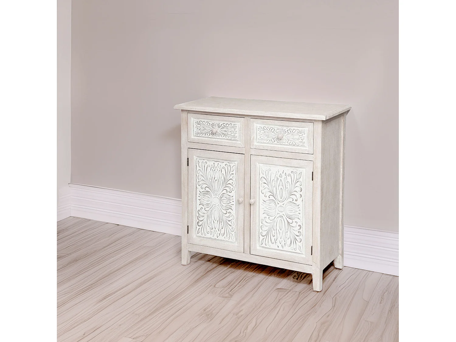 WELL HOME - Buffet 2 portes pratique et élégant en bois blanc