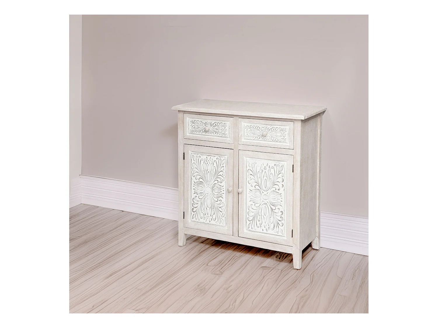 WELL HOME - Buffet 2 portes pratique et élégant en bois blanc