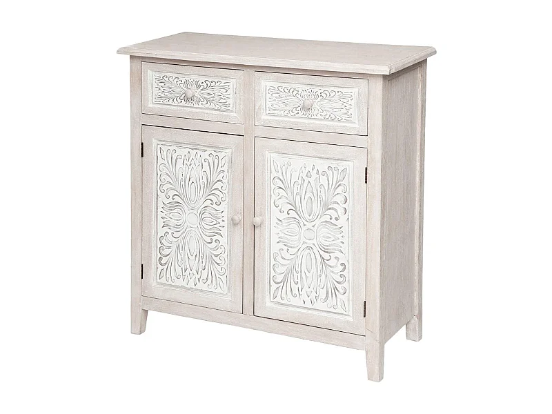 WELL HOME - Buffet 2 portes pratique et élégant en bois blanc