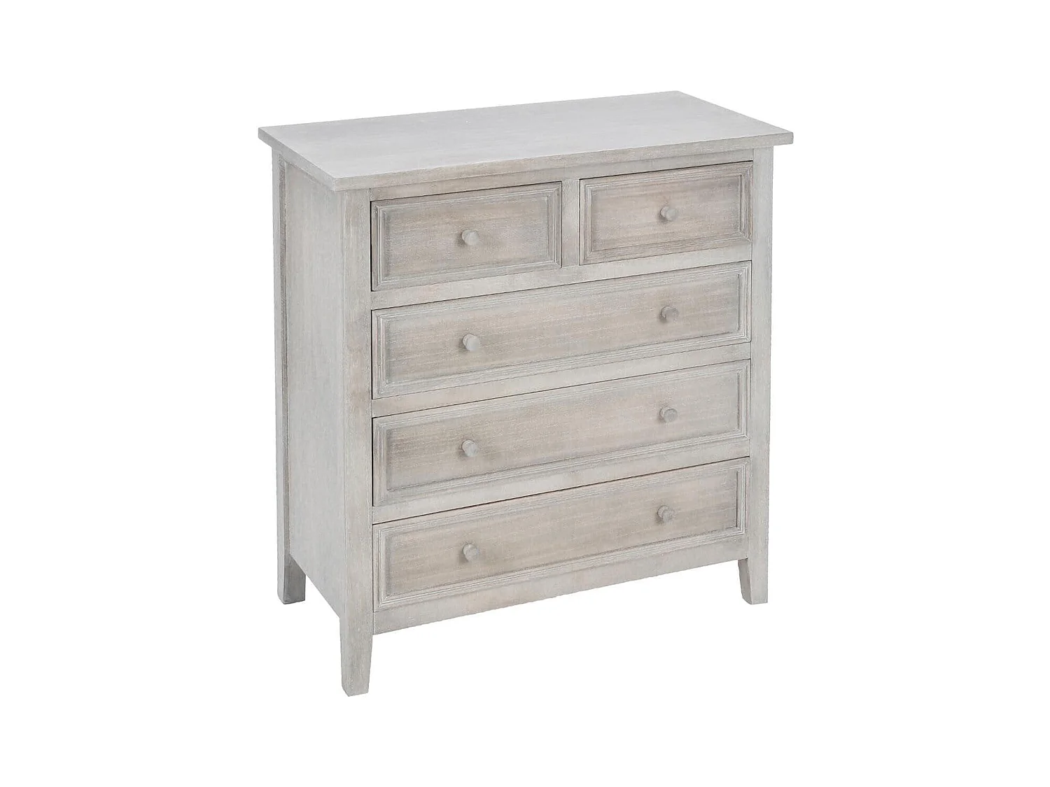 WELL HOME - Coffret naturel à 5 ​​tiroirs en bois laqué