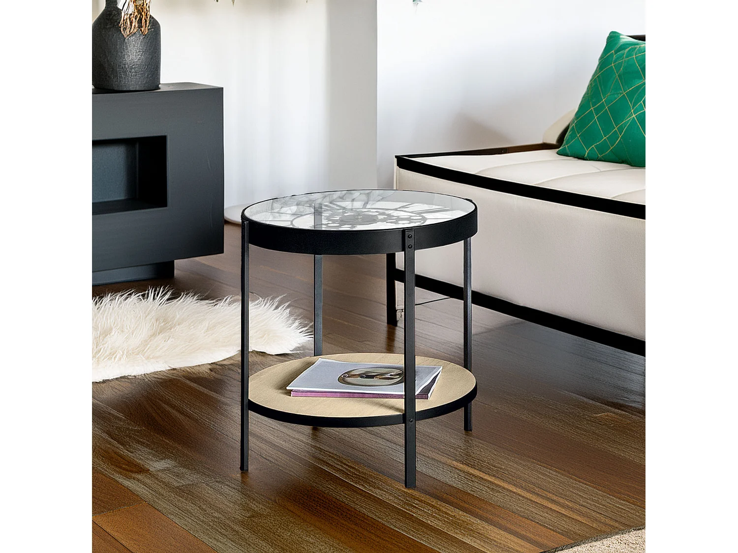 WELL HOME - Table basse horloge mécanique Ø51x49