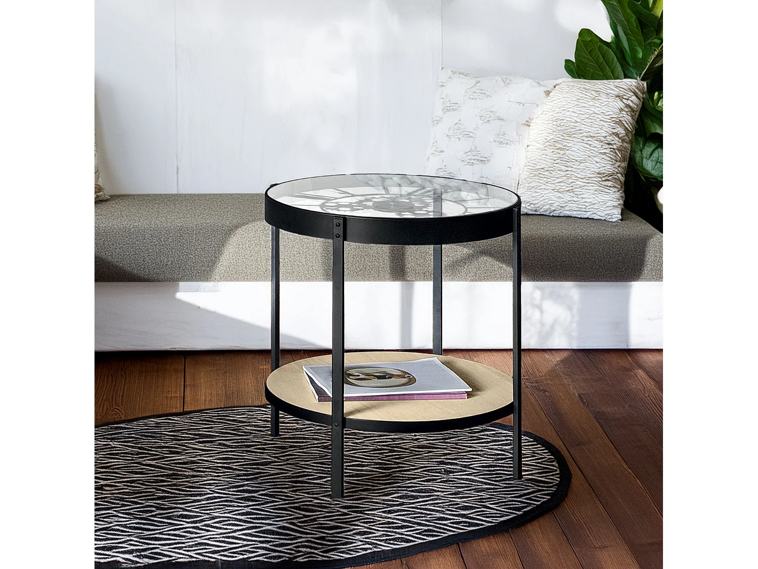 WELL HOME - Table basse horloge mécanique Ø51x49