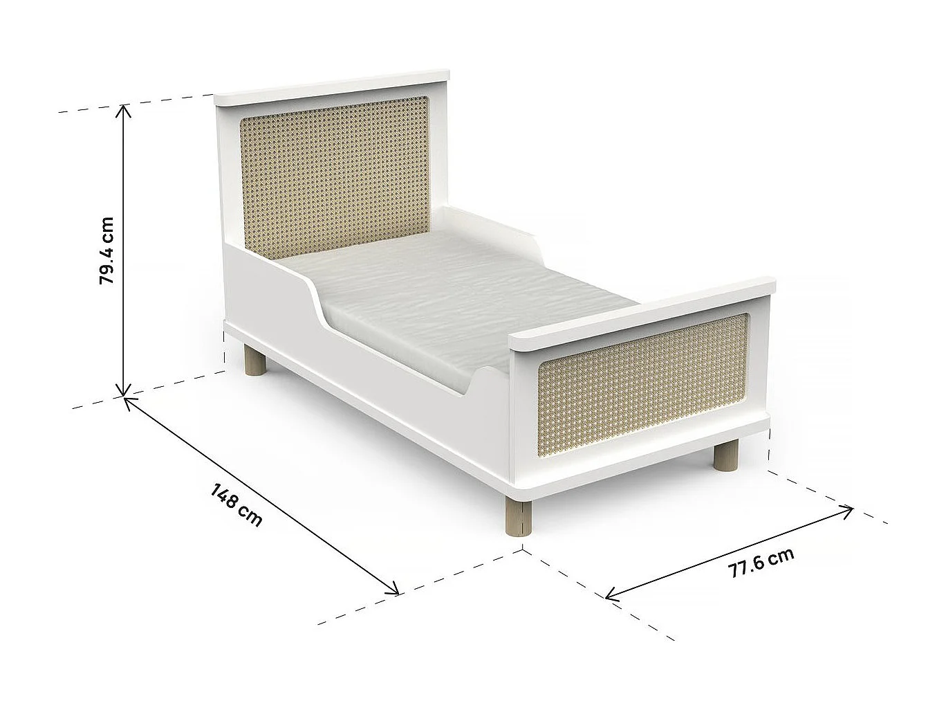 Lit enfant " Ochna " - 70 x 140 cm - Blanc mat