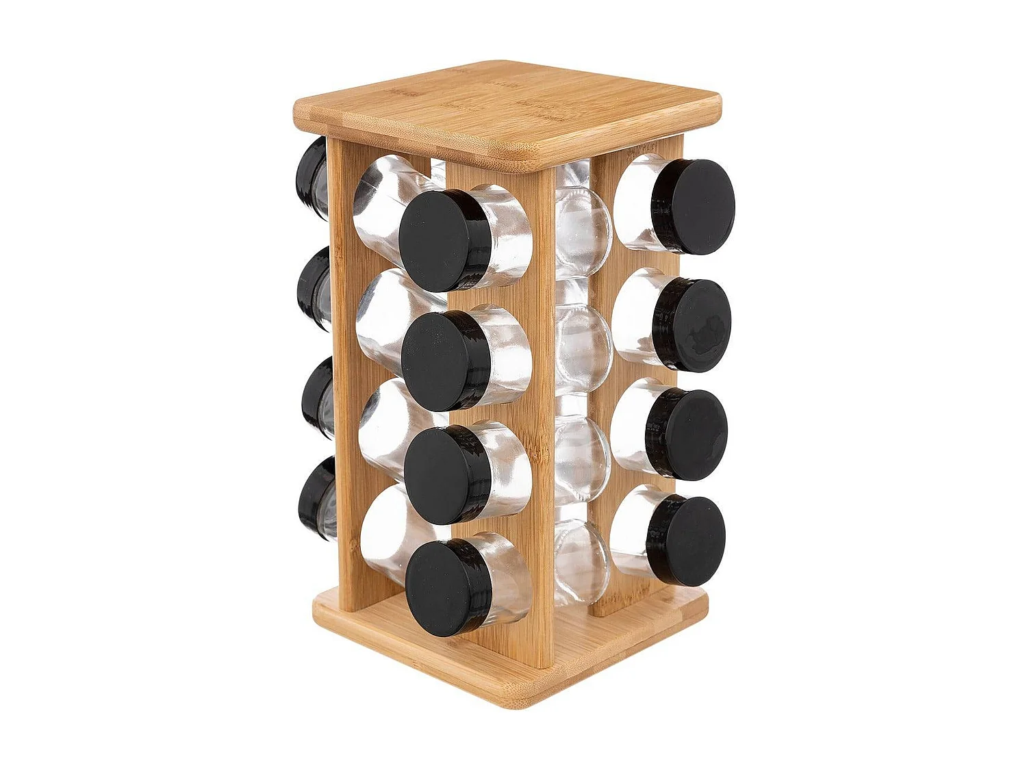 WELL HOME - Étagère à épices rotative pour 16 épices en bambou