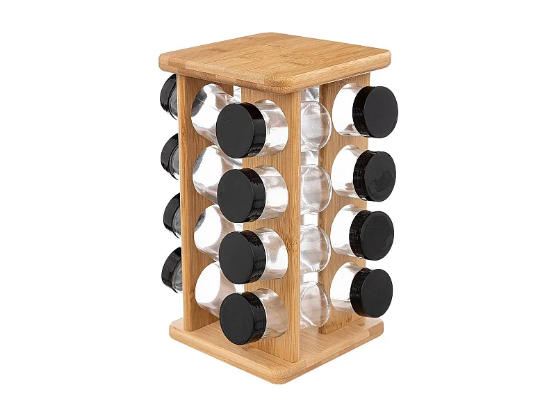 WELL HOME - Étagère à épices rotative pour 16 épices en bambou
