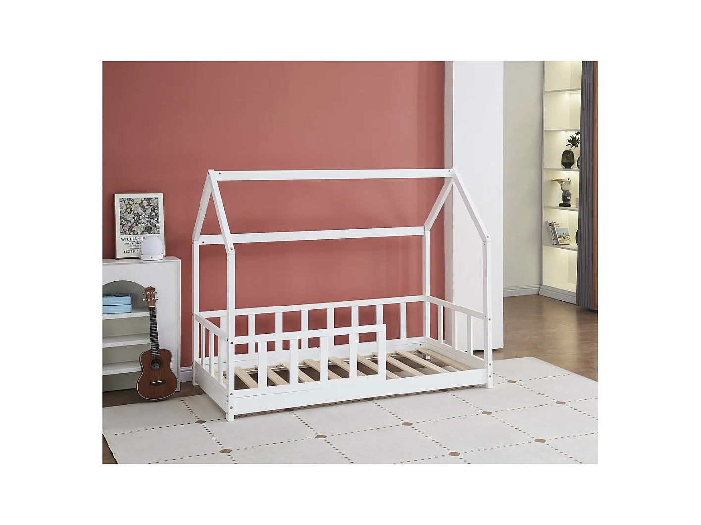 Lit cabane en bois "Charlotte"  - Blanc - 80 x 160 cm