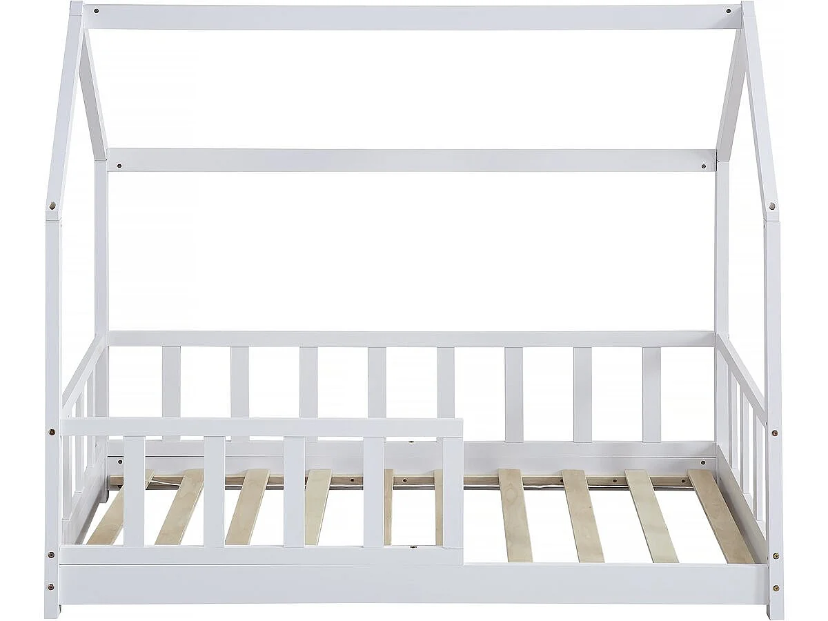 Kinderbed houten bed huisje met uitvalbeveiliging "Charlotte"  - Wit - 80 x 160 cm