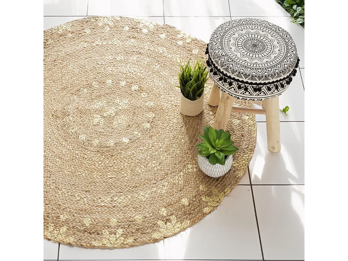 WELL HOME - Tapis en jute doré brillant