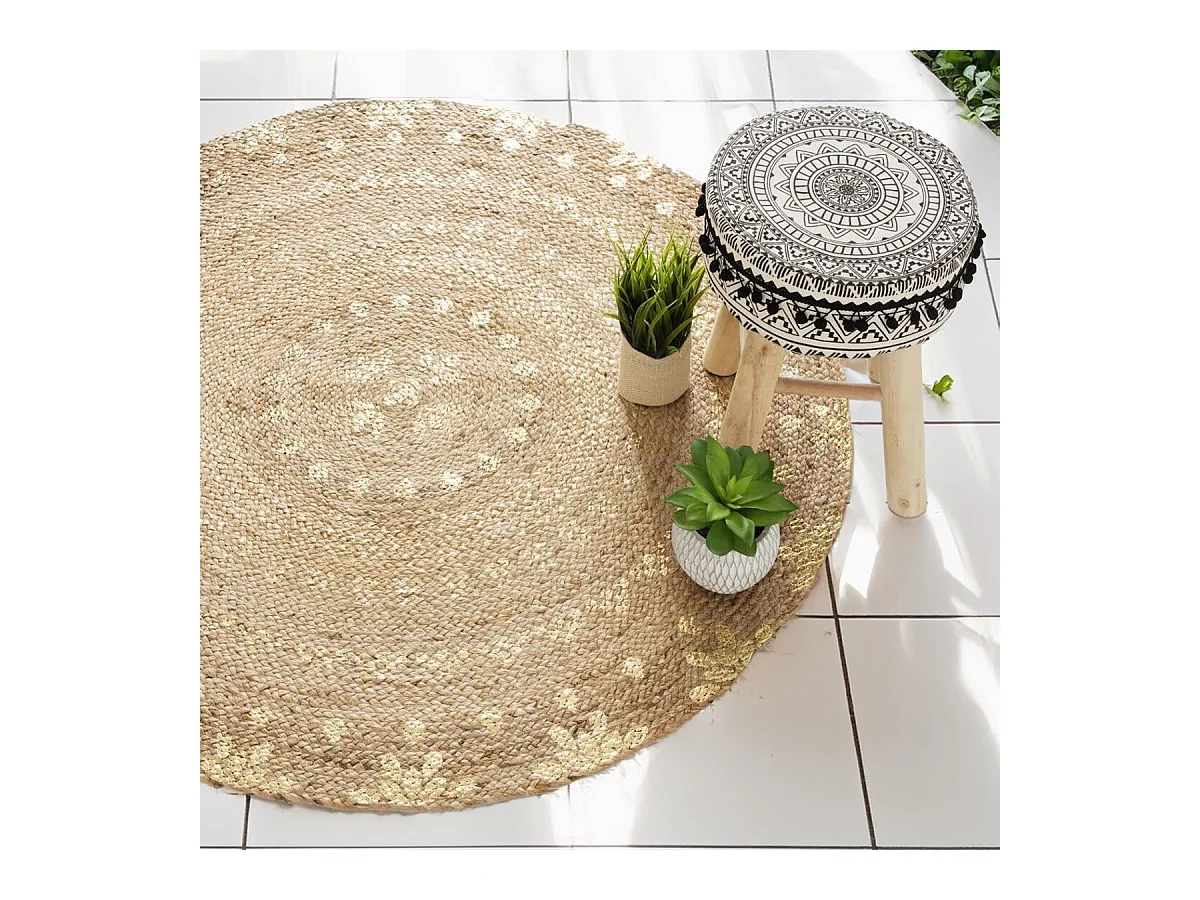 WELL HOME - Tapis en jute doré brillant